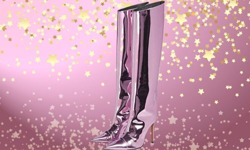 Pink Metallic Boots